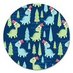 Cute-dinosaurs-animal-seamless-pattern-doodle-dino-winter-theme Magnet 5  (round) by Simbadda