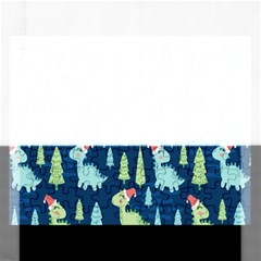 Cute-dinosaurs-animal-seamless-pattern-doodle-dino-winter-theme Rectangular Jigsaw Puzzl by Simbadda