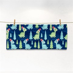 Cute-dinosaurs-animal-seamless-pattern-doodle-dino-winter-theme Hand Towel by Simbadda