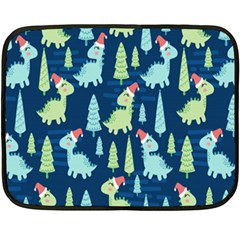 Cute-dinosaurs-animal-seamless-pattern-doodle-dino-winter-theme Two Sides Fleece Blanket (mini) by Simbadda