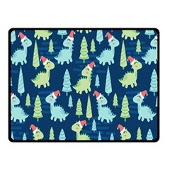 Cute-dinosaurs-animal-seamless-pattern-doodle-dino-winter-theme Two Sides Fleece Blanket (small) by Simbadda