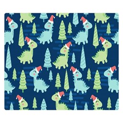 Cute-dinosaurs-animal-seamless-pattern-doodle-dino-winter-theme Two Sides Premium Plush Fleece Blanket (small) by Simbadda