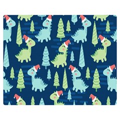 Cute-dinosaurs-animal-seamless-pattern-doodle-dino-winter-theme Two Sides Premium Plush Fleece Blanket (medium) by Simbadda