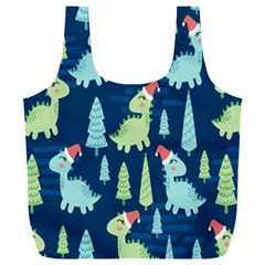 Cute-dinosaurs-animal-seamless-pattern-doodle-dino-winter-theme Full Print Recycle Bag (xxl) by Simbadda