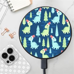 Cute-dinosaurs-animal-seamless-pattern-doodle-dino-winter-theme Wireless Fast Charger(black)