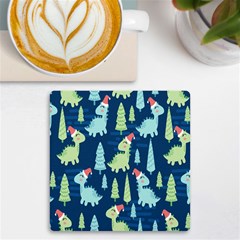 Cute-dinosaurs-animal-seamless-pattern-doodle-dino-winter-theme Uv Print Square Tile Coaster  by Simbadda