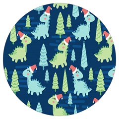 Cute-dinosaurs-animal-seamless-pattern-doodle-dino-winter-theme Round Trivet