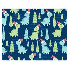 Cute-dinosaurs-animal-seamless-pattern-doodle-dino-winter-theme Premium Plush Fleece Blanket (medium)