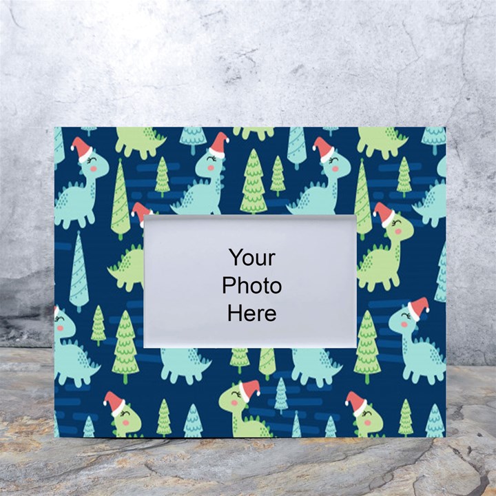 Cute-dinosaurs-animal-seamless-pattern-doodle-dino-winter-theme White Tabletop Photo Frame 4 x6 