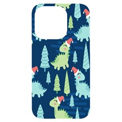 Cute-dinosaurs-animal-seamless-pattern-doodle-dino-winter-theme Iphone 14 Pro Black Uv Print Case by Simbadda