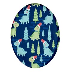 Cute-dinosaurs-animal-seamless-pattern-doodle-dino-winter-theme Oval Glass Fridge Magnet (4 Pack) by Simbadda