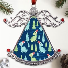 Cute-dinosaurs-animal-seamless-pattern-doodle-dino-winter-theme Metal Angel With Crystal Ornament