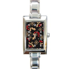 Christmas-pattern-with-snowflakes-berries Rectangle Italian Charm Watch