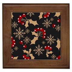 Christmas-pattern-with-snowflakes-berries Framed Tile