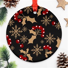 Christmas-pattern-with-snowflakes-berries Ornament (round)