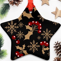 Christmas-pattern-with-snowflakes-berries Ornament (star)