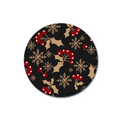 Christmas-pattern-with-snowflakes-berries Magnet 3  (round)