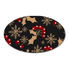 Christmas-pattern-with-snowflakes-berries Oval Magnet