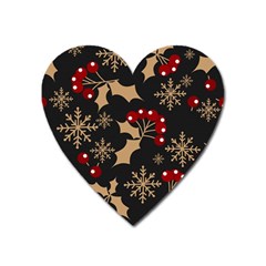 Christmas-pattern-with-snowflakes-berries Heart Magnet