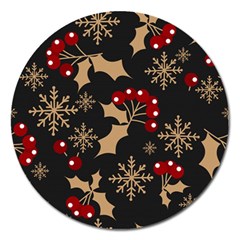 Christmas-pattern-with-snowflakes-berries Magnet 5  (round)