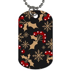 Christmas-pattern-with-snowflakes-berries Dog Tag (one Side)