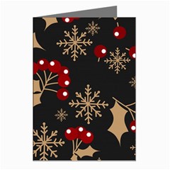 Christmas-pattern-with-snowflakes-berries Greeting Cards (pkg Of 8)