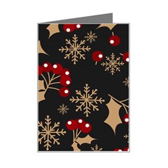 Christmas-pattern-with-snowflakes-berries Mini Greeting Card