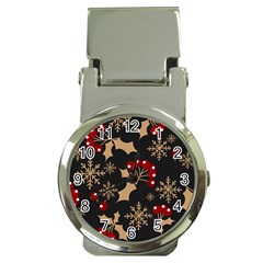 Christmas-pattern-with-snowflakes-berries Money Clip Watches