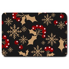 Christmas-pattern-with-snowflakes-berries Large Doormat by Simbadda