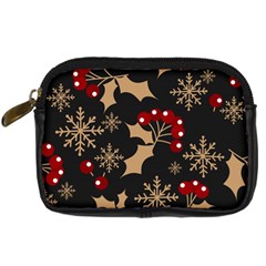 Christmas-pattern-with-snowflakes-berries Digital Camera Leather Case