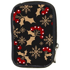 Christmas-pattern-with-snowflakes-berries Compact Camera Leather Case