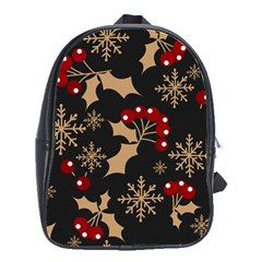 Christmas-pattern-with-snowflakes-berries School Bag (large)