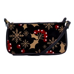 Christmas-pattern-with-snowflakes-berries Shoulder Clutch Bag