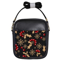 Christmas-pattern-with-snowflakes-berries Girls Sling Bag