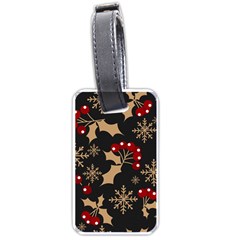 Christmas-pattern-with-snowflakes-berries Luggage Tag (one Side) by Simbadda