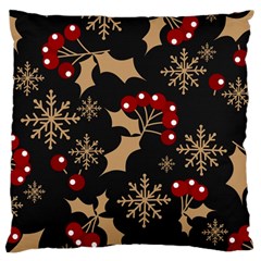 Christmas-pattern-with-snowflakes-berries Large Cushion Case (one Side)