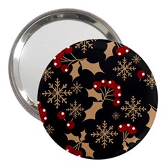 Christmas-pattern-with-snowflakes-berries 3  Handbag Mirrors