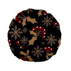 Christmas-pattern-with-snowflakes-berries Standard 15  Premium Round Cushions