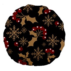 Christmas-pattern-with-snowflakes-berries Large 18  Premium Round Cushions