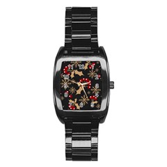 Christmas-pattern-with-snowflakes-berries Stainless Steel Barrel Watch