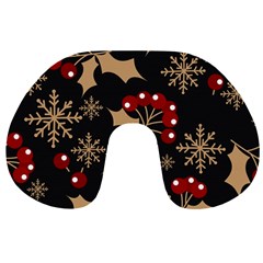 Christmas-pattern-with-snowflakes-berries Travel Neck Pillow