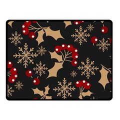 Christmas-pattern-with-snowflakes-berries Two Sides Fleece Blanket (small) by Simbadda