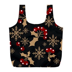 Christmas-pattern-with-snowflakes-berries Full Print Recycle Bag (l)