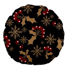 Christmas-pattern-with-snowflakes-berries Large 18  Premium Flano Round Cushions