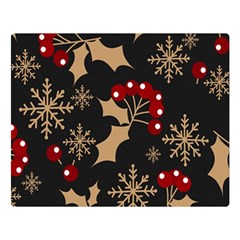 Christmas-pattern-with-snowflakes-berries Two Sides Premium Plush Fleece Blanket (large)