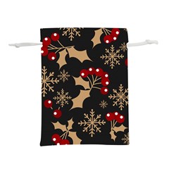 Christmas-pattern-with-snowflakes-berries Lightweight Drawstring Pouch (m)