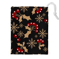 Christmas-pattern-with-snowflakes-berries Drawstring Pouch (5xl)