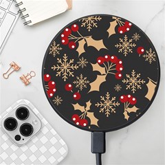 Christmas-pattern-with-snowflakes-berries Wireless Fast Charger(black)