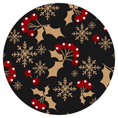 Christmas-pattern-with-snowflakes-berries Round Trivet