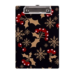 Christmas-pattern-with-snowflakes-berries A5 Acrylic Clipboard